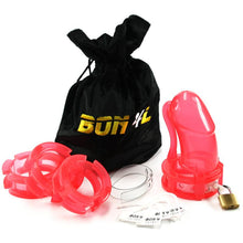 Load image into Gallery viewer, BON4 transparent red silicone chastity device
